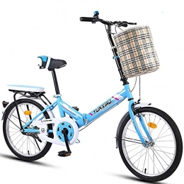 DODOBD Bicicleta Plegable Bikes, Folding Bicicleta Plegable Cuadro Aluminio Ruedas, Bicicleta Retro de Ciudad para Trabajo Ligero con Luces Traseras y Canasta para Automóvil