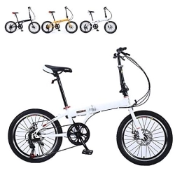 DORALO Plegables DORALO Bicicleta De Plegable para Unisex, Bicicletas Portátiles De 16 Pulgadas Y 6 Velocidades, Fácil De Transportar, Tamaño Plegable: 70 × 55 Cm, Tamaño Ampliado: 130 × 150 Cm, Blanco
