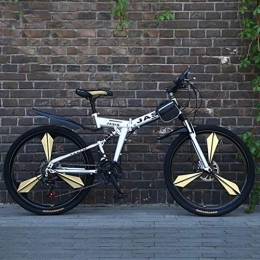 Dsrgwe Bicicleta Dsrgwe Bicicleta de Montaña, Bicicleta de montaña, de 26 Pulgadas Marco Plegable de Acero al Carbono Rígidas Bicicletas, suspensión Completa y Doble Freno de Disco, Velocidad 21 (Color : Silver)