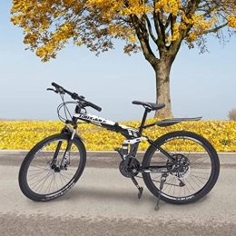 DSYOGX Bicicleta DSYOGX Bicicleta de montaña plegable de 26 pulgadas para adultos, 21 velocidades y suspensión en horquilla, para hombre, mujer, adulto, color blanco y negro