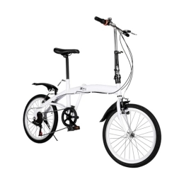 DSYOGX Plegables DSYOGX Bicicleta plegable de 20 pulgadas, bicicleta plegable para adultos, con 6 velocidades, doble freno en V, bicicleta plegable para carreteras, montañas, carreras, color blanco