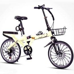 Dxcaicc Bicicleta Dxcaicc Bicicleta Plegable con 7 velocidades, Cuadro de Acero al Carbono de 16 / 20 Pulgadas, Bicicleta portátil para Adultos Hombres y Mujeres Adolescentes, Amarillo, 20 Inch