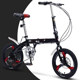 Dxcaicc Bicicleta Dxcaicc Bicicleta Plegable de 16 Pulgadas Cuadro de Acero de Carbono Fácil Plegado, con 6 velocidades Bicicleta portátil para Adultos Bicicleta de Ciudad, Negro
