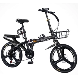 Dxcaicc Bicicleta Dxcaicc Bicicleta plegable plegable de acero al carbono de 7 velocidades, 16 / 20 / 22 pulgadas, plegable rápido con guardabarros, bicicleta plegable para adultos, hombre y mujer, color negro, 16 pulgadas