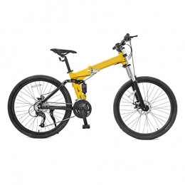 DXDHUB Plegables DXDHUB Diámetro de la rueda: 66 cm - 27 velocidades, bicicleta de montaña plegable para adultos, frenos de disco. (color: amarillo)