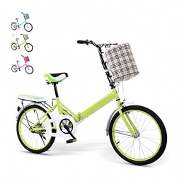 DYWOZDP Plegables DYWOZDP Bicicleta Plegable De 20 Pulgadas, Bicicletas Portátiles con Cestas De Ciclismo, Bicicleta De Montaña Viajeros Urbanos para Adolescentes Adultos, Velocidad, Amortiguación, Verde