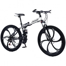 EASSEN Bicicleta EASSEN Bicicleta de montaña plegable de 26 ", marco de acero de alto carbono de suspensión total, transmisión de 21 velocidades, ruedas de 6 radios de 26", bicicletas para hombres y mujeres