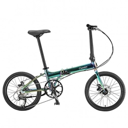 EASSEN Bicicleta EASSEN Bicicleta plegable de 20 pulgadas para adultos, sistema de cambio de 9 velocidades, marco de aleación de aluminio, frenos de disco mecánicos duales, borde lavado de arco CNC para hombres