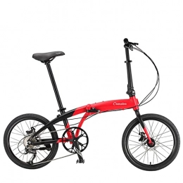 EASSEN Bicicleta EASSEN Bicicleta Plegable de 20 Pulgadas para Adultos, Sistema de Cambio de Velocidad de Aluminio Conveniente 19, con Frenos de Disco mecánico Dual, Pedales de plegamiento Red Black