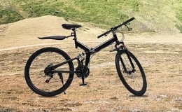 Estabeter Bicicleta Estabeter Bicicleta plegable plegable de 26 pulgadas, 21 velocidades, para camping, color negro, peso de carga de 150 kg, altura del asiento ajustable, con freno en V delantero y trasero para frenado