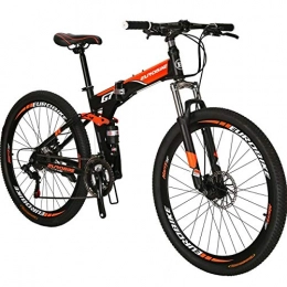 EUROBIKE Bicicleta Eurobike Bicicleta de montaña plegable 27.5 pulgadas para hombres y mujeres 17 pulgadas marco adulto bicicleta (naranja)