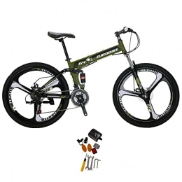 EUROBIKE Bicicleta Eurobike Bicicleta de montaña plegable de 26 pulgadas para hombres y mujeres Bicicletas adultas 3 radios Ruedas bicicleta (verde)