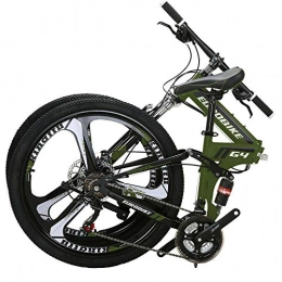 EUROBIKE Bicicleta Eurobike Bicicleta de montaña plegable de 26 pulgadas para hombres y mujeres bicicletas de adultos 3 radios bicicleta (verde)