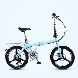 Ffshop Plegables Ffshop Bicicleta amortiguadora Plegable Bicicletas Ultra Ligeras Variables portátil pequeña Velocidad de Rueda de Bicicleta -20 Pulgadas Ruedas Bicicleta Plegable (Color : Blue)