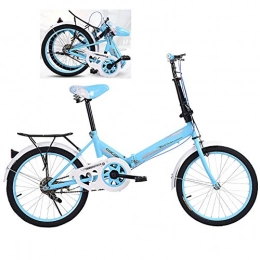 FLy Plegables FLy 20 Pulgadas Bicicleta Plegable de Peso Ligero Bicicleta Plegable de Aluminio Estudiante Bicicleta De Asalto, con Rueda de radios, Estante Trasero, Sillin Confort, Unisex, Azul