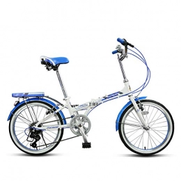SYLTL Plegables Folding Bicicleta Seora y Nio Porttil Bicicleta Plegable 7 Velocidades Aleacin de Aluminio 20 Pulgadas Folding Bike Adecuado para Altura 140-175 cm, Azul