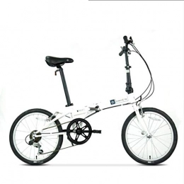 Folding Bikes Plegables Folding Bikes Bicicleta Plegable de Acero de Alto Carbono para Adultos, con Marco en Forma de K de 20 Pulgadas (Larga Distancia de Paseo), Color Blanco, tamao 51 cm