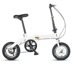 FUNRIN Plegables FUNRIN Bicicleta plegable, ligera, plegable, de acero al carbono, asiento ajustable, soporte de altura de 200 kg, bicicleta de montaña para viajeros al aire libre, color blanco