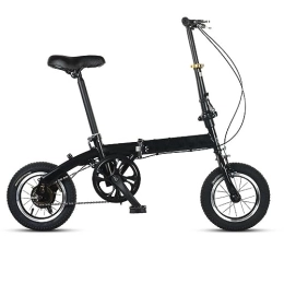 FUNRIN Bicicleta plegable, ligera y plegable de acero al carbono, asiento ajustable, soporte de altura de 200 kg, bicicleta de montaña para viajeros al aire libre, color negro
