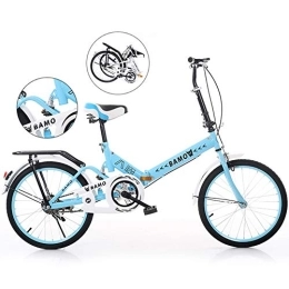 FXMJ Plegables FXMJ Bicicleta Plegable de 20 Pulgadas para Adultos, Hombres y Mujeres, Bicicletas portátiles de Viaje al Aire Libre, viajeros urbanos urbanos para Adolescentes Adultos, Azul