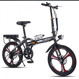 FYYTRL Bicicleta FYYTRL Ligera de Acero al Carbono Bicicleta Plegable de la Ciudad, a 20 Hombres y Mujeres Inch Doble Freno de Disco Amortiguador Variable Bicicleta de la Velocidad, Black