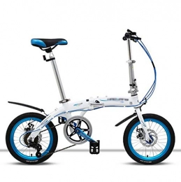 Gaoyanhang Bicicleta Gaoyanhang Ultra Ligero de Aluminio Completo de Bici de la aleación de la Bicicleta Plegable 16" con 6 velocidades de Doble Freno de Disco de la Bicicleta Plegable Mini (Color : Blue)