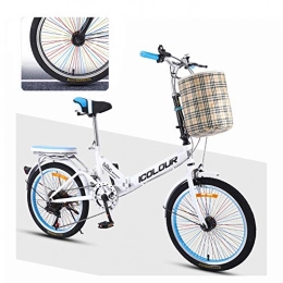 GHH Plegables GHH Bicicleta Plegable Unisex 20" Fácil de Transportar, Ligera Urbana para Mujer 7 velocidades, Blanco