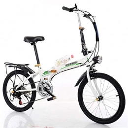 GJNWRQCY Bicicleta GJNWRQCY Bicicleta Plegable Ultraligera Bicicleta Plegable portátil para Adultos de 20 Pulgadas, para Trabajar en la Escuela y Viajar a Hombres y Mujeres en Bicicleta por la Ciudad, Blanco