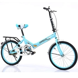 GJNWRQCY Bicicleta GJNWRQCY Mini Bicicleta Plegable Ligera de 20 Pulgadas, Bicicleta portátil pequeña, Bicicleta Plegable para Mujeres Adultas, Coche de Estudiante para Adultos, Hombres y Mujeres, Azul