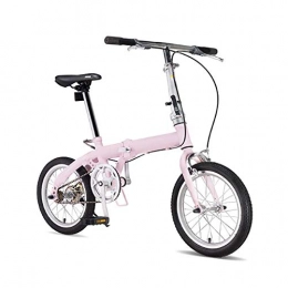 Grimk Plegables Grimk 16 Pulgadas Plegable De Aluminio Bicicleta De Paseo Mujer Bici Plegable Adulto Ligera Unisex Folding Bike Manillar Y Sillin Confort Ajustables, Velocidad nica, Capacidad 110kg, Pink