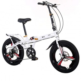 Grimk Plegables Grimk Bicicleta Plegable De 20 Pulgadas De Aluminio para Unisex Adultos, Nios, Viaje Urban Bici Ajustables Manillar Y Confort Sillin, Folding Pedales, Capacidad 140kg, White
