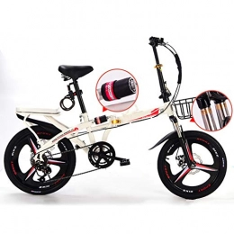 Grimk Bicicleta Grimk Bicicleta Plegable para Adultos Rueda De 19 Pulgadas Bici Mujer Retro Folding City Bike 6 Velocidad, Manillar Y Sillin Confort Ajustables, Capacidad 140kg, White