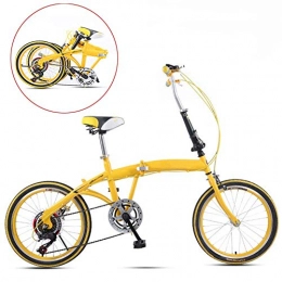 Grimk Bicicleta Grimk Bicicleta Plegable Unisex Adulto Aluminio Urban Bici Ligera Estudiante Folding City Bike con Rueda De 20 Pulgadas, Manillar Y Sillin Confort Ajustables, 6 Velocidad, Capacidad 110kg