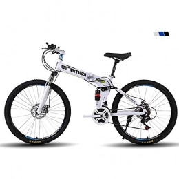 GWSPORT Plegables GWSPORT Bicicleta Plegable Bicicleta de Montaa Ligera de Absorcin de Choque Porttil de 21 Velocidades Bicicleta Unisex, Blanco, 24Inch