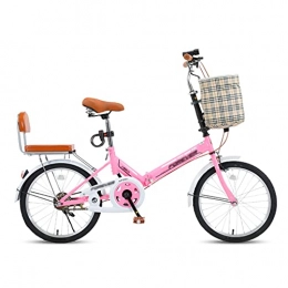 gxj Plegables gxj Bicicleta Plegable Ligera, Bici Plegable Portátiles Ejercicio De Viaje Adecuado para Hombres Y Mujeres Estudiantes, City Bike, Rosa(Size:16 Inch)