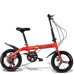 GYL Bicicleta GYL Antideslizante y Resistente al Desgaste 14 / 16 / 20 Pulgadas Bicicleta de Velocidad Plegable para Adultos & Estudiantes Freno de Disco mecánico, Rojo
