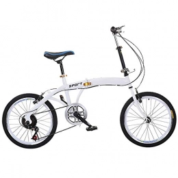 HAGUOHE Bicicleta HAGUOHE Bicicleta Plegable Bicicleta De Velocidad Variable De 20 Pulgadas Bicicleta Portátil De Velocidad Ultraligera, Adecuada para Adultos / Niños, Blanco