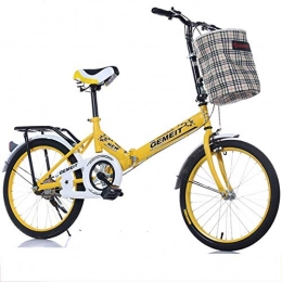 HAOSHUAI Bicicleta HAOSHUAI 20 Pulgadas por Bicicleta Plegable de 16 Pulgadas - Adultos Bicicleta Plegable de la Mujer - Bicicleta Plegable de Trabajo for la Escuela 20 Pulgadas Azul (Color : Yellow, Size : 20inches)