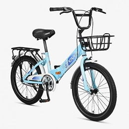 HEZHANG Bicicleta HEZHANG Bicicleta Plegable, Bicicleta de Viajero de 20 Pulgadas con Palanca de Freno Y Cubierta de Cadena de Metal, para Niños con una Altura de 130-160 cm, Azul