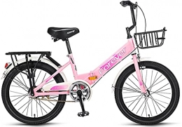 HEZHANG Bicicleta HEZHANG Bicicleta Plegable de Viajero para Niños de 20 Pulgadas, con la Cesta Delantera de Metal de Alenamiento, para Niños Y Niñas para Montar a la Escuela, Rosa