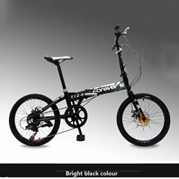 HIKING BK Bicicleta HIKING BK 20 Pulgadas 7 velocidades Bicicleta Plegable, Ultra Ligh Marco de Aluminio Aleación Engranajes de Shimano Bicicleta Plegable para el Viajero Hombres y Mujeres-Negro 110x130cm(43x51inch)