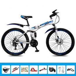 HLMIN-Bicicletas Plegable 21 24 27 30 Marco De Acero De Velocidad 26 Pulgadas Ruedas Freno De Disco Doble (Color : Blue, Size : 21Speed)