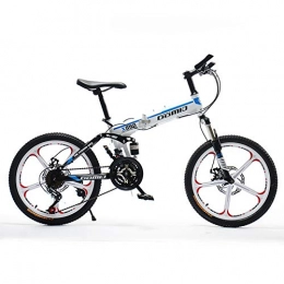 HLMIN-Bicicletas Plegables HLMIN-Bicicletas Plegable Bicicleta De Suspensin Completa De 21 Velocidades Bicicleta De Doble Suspensin MTB De 20 Pulgadas (Color : White, Size : 21speed)