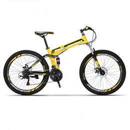 HLMIN-Bicicletas Plegables HLMIN-Bicicletas Plegable Marco De Acero De 27 Velocidades Ruedas De Radios De 26 Pulgadas Ejrcito De Bicicleta Plegable De Doble Suspensin, 4 Colores (Color : Yellow, Size : 27Speed)