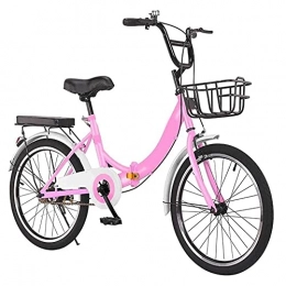 HLW Pink-20inchesBicicletas Plegables, Bicicletas de Velocidad 6 para Adultos, Mujeres, Hombres y Adolescentes, neumáticos Antideslizantes, Estructura de Acero de Alto Carbono