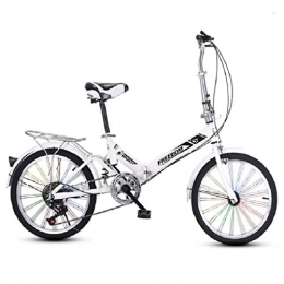 HSBAIS Plegables HSBAIS Bicicleta Plegable para Adultos, con V Freno Compacto de Bicicletas Resistentes al Desgaste de los neumáticos cómodo Asiento de Gran Urbana a Caballo, White_155x94x67cm