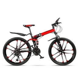 HSRG Bicicleta HSRG Bicicleta de montaña plegable, 21 / 24 / 27 Speed antideslizante para adultos Double Shock Racing con 10 Cutter Wheel - 24 pulgadas