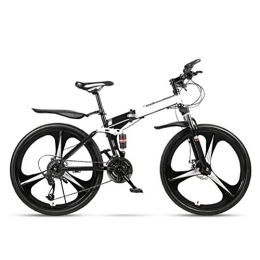HSRG Bicicleta HSRG Bicicleta de montaña plegable, bicicleta de montaña con 3 ruedas de corte 21 / 24 / 27 velocidad, 24 / 26 pulgadas, ligera y duradera para hombres y mujeres, color blanco
