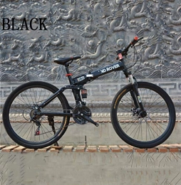 HUWAI Plegables HUWAI High Carbon Steel Dual Suspension Frame Mountain Bike, Speed Gears Folding Outroad Bike, Negro