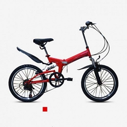 HWOEK Adulto Ciudad Bicicleta Plegable, Freno Doble V 20 Pulgadas Bicicleta de Cercanías Estudiante con Suspensión Delantera y Asiento Regulable Unisexo,Rojo